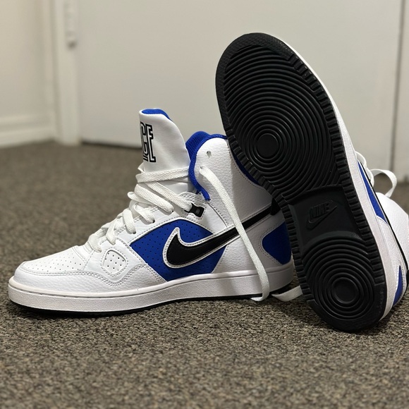 Nike Son Of Force White/Black/Racer Blue Men's Basketball Shoes Size 8 - Picture 2 of 6